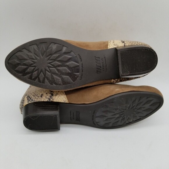 Munro Womens Brown Suede Snake Leather Zipper Lexi  Ankle Booties Size 5.5 M - Picture 5 of 8